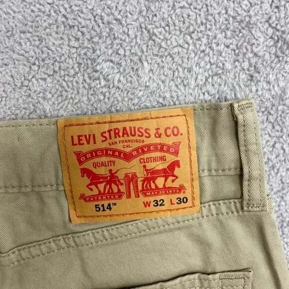 NEW Levis 514 Men's 32x30 Straight Fit Stretch Khaki Pants Regular Cotton Blend - Picture 8 of 9